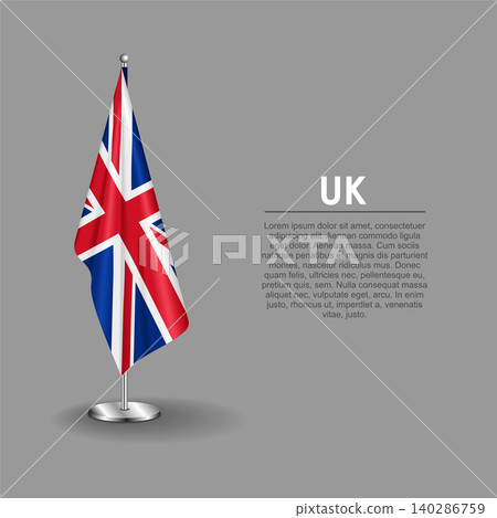 British national flag on a metallic vertical stand. Vector illustration. British national flag on a metallic vertical stand. Vector illustration. 140286759