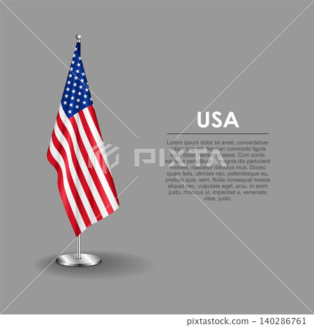 American national flag on a metallic vertical stand. Vector illustration. American national flag on a metallic vertical stand. Vector illustration. 140286761
