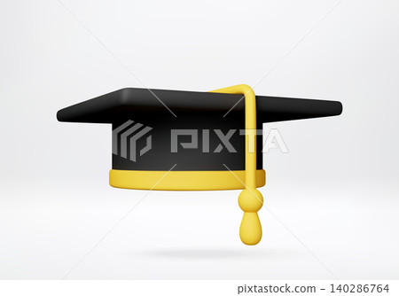 3D Graduation cap with yellow tassel 3D Graduation cap with yellow tassel 140286764