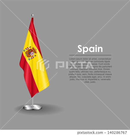 Spanish national flag on a metallic vertical stand. Vector illustration. Spanish national flag on a metallic vertical stand. Vector illustration. 140286767