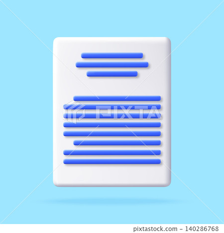 3d white paper sheet with blue text lines 3d white paper sheet with blue text lines 140286768