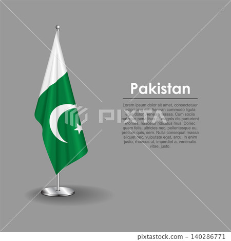 Pakistani national flag on a metallic vertical stand. Vector illustration. Pakistani national flag on a metallic vertical stand. Vector illustration. 140286771