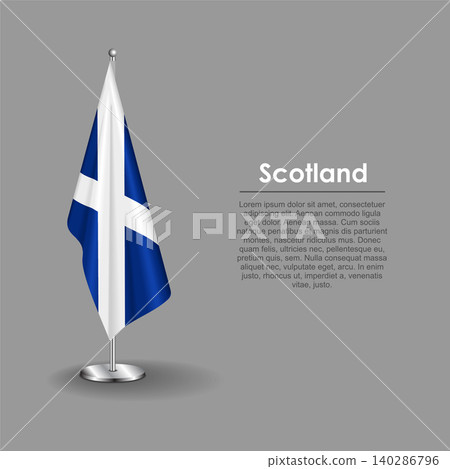 Scottish national flag on a metallic vertical stand. Vector illustration. Scottish national flag on a metallic vertical stand. Vector illustration. 140286796