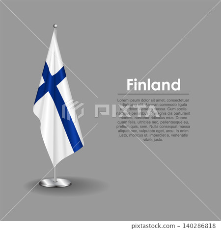 Finnish national flag on a metallic vertical stand. Vector illustration. Finnish national flag on a metallic vertical stand. Vector illustration. 140286818