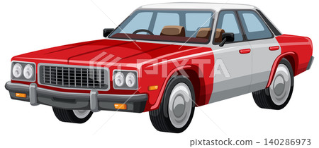 Classic Red and White Sedan Vector Illustration Classic Red and White Sedan Vector Illustration 140286973