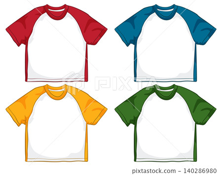 Colorful Raglan T-Shirts Vector Illustration Colorful Raglan T-Shirts Vector Illustration 140286980