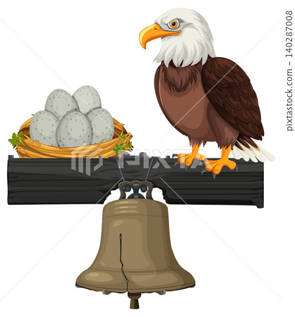 Eagle and Liberty Bell Vector Illustration 140287008