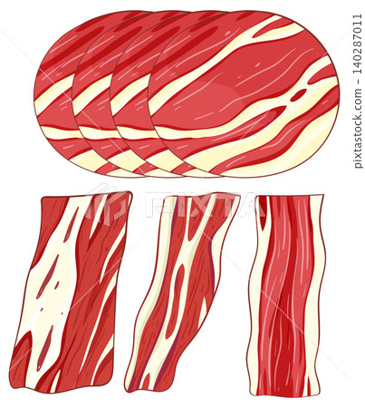 Vector Illustration of Raw Sliced Beef with Marbling Vector Illustration of Raw Sliced Beef with Marbling 140287011