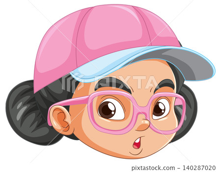 Surprised Girl Wearing Pink Glasses and Cap Surprised Girl Wearing Pink Glasses and Cap 140287020