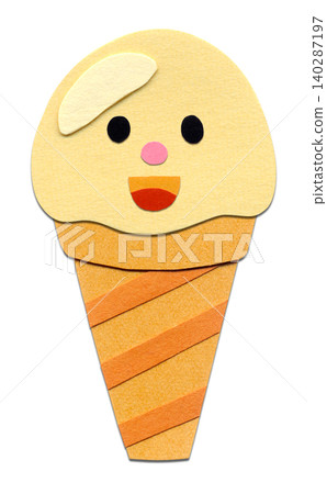 Cute vanilla ice cream character collage illustration Cute vanilla ice cream character collage illustration 140287197