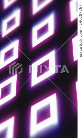 Abstract neon geometric pattern with glowing white diamond shapes on a dark purple futuristic background. Abstract neon geometric pattern with glowing white diamond shapes on a dark purple futuristic background. 140287267