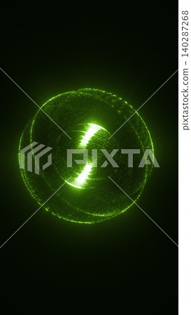 Glowing green particle sphere with orbiting ring on a dark background, symbolizing digital energy, cosmic technology, and futuristic data Glowing green particle sphere with orbiting ring on a dark background, symbolizing digital energy, cosmic technology, and futuristic data 140287268