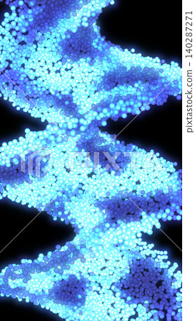 Glowing blue DNA helix made of luminous molecular spheres, representing genetics, biotechnology, and scientific research. Glowing blue DNA helix made of luminous molecular spheres, representing genetics, biotechnology, and scientific research. 140287271