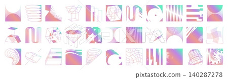 Y2K brutalist geometric icons set on white Y2K brutalist geometric icons set on white 140287278