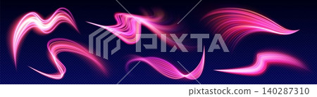 Dynamic light trails with neon glow, speed effect Dynamic light trails with neon glow, speed effect 140287310