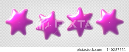 3D glass stars, liquid bubble with glossy effect 140287331