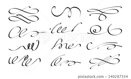 Elegant hand drawn flourish with black swirls Elegant hand drawn flourish with black swirls 140287334