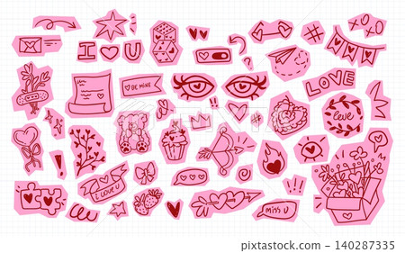 Cute scrapbook stickers for Valentine Day collage Cute scrapbook stickers for Valentine Day collage 140287335