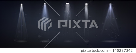 White spotlight beams, stage illumination set White spotlight beams, stage illumination set 140287342