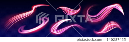 Dynamic light trails with neon glow, speed effect Dynamic light trails with neon glow, speed effect 140287435