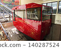 一輛單節車廂的彥山斜坡電車停靠在花站。 140287524