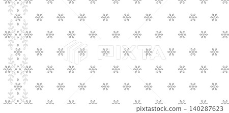 Lace ribbon with flowers and leaves. Floral seamless pattern. Monochrome flowers border and background. Vintage lace repeating ornament Lace ribbon with flowers and leaves. Floral seamless pattern. Monochrome flowers border and background. Vintage lace repeating ornament 140287623
