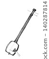 Realistic monochrome watercolor illustration of a shamisen (Japanese stringed instrument) [Hand-drawn] White background, cutout, with copy space 140287814