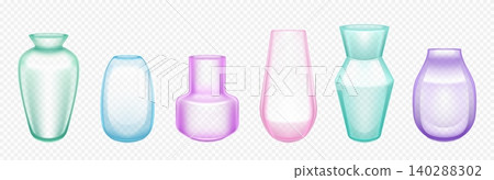 3d realistic empty glass vase, transparent carafe 3d realistic empty glass vase, transparent carafe 140288302