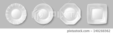 Empty white plates of different shape Empty white plates of different shape 140288362