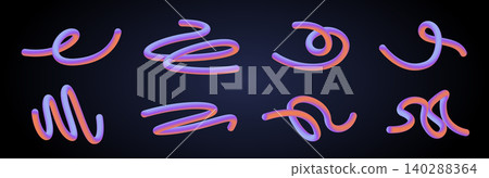 3d Abstract wavy lines with vibrant neon gradient 3d Abstract wavy lines with vibrant neon gradient 140288364