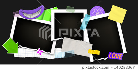 Vintage instant photo frames, y2k collage design 140288367