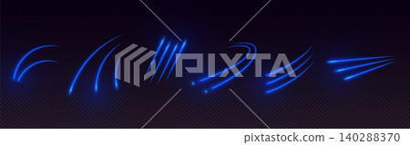 Neon blue speed lines on transparent background Neon blue speed lines on transparent background 140288370