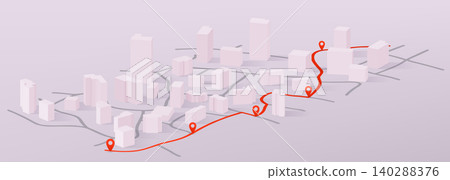 3D isometric city map, gps marks for navigation 140288376