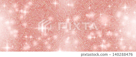 Disco ball party radial background with gold rose and pink sparkles. Sequin glam glitter, glimmer and pattern with white sparkle and twinkle. Vector disco ball background bright pink color Disco ball party radial background with gold rose and pink sparkles. Sequin glam glitter, glimmer and pattern with white sparkle and twinkle. Vector disco ball background bright pink color 140288476