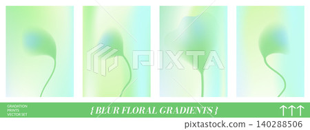 Green plant pastel gradation with botanical silhouette for poster set and vertical flyer. Translucent floral focus and transparent blur with green plant shadow. Vector spring set isolated Green plant pastel gradation with botanical silhouette for poster set and vertical flyer. Translucent floral focus and transparent blur with green plant shadow. Vector spring set isolated 140288506
