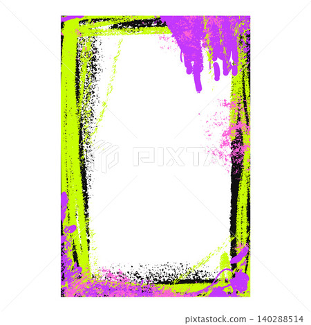 Bold spraypaint graffiti frame with neon borders and messy painted edges. Pink and lime spraypaint splash on dark wall with grunge frame. Bold spraypaint graffiti frame with neon borders and messy painted edges. Pink and lime spraypaint splash on dark wall with grunge frame. 140288514