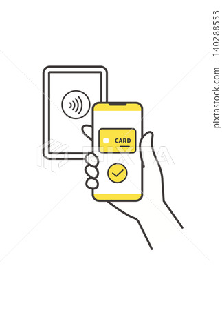 Contactless cashless payment icon using smartphone and card Contactless cashless payment icon using smartphone and card 140288553