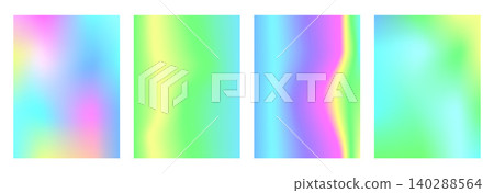 Colorful neon gradient poster set with smooth degrade flow for music event. Bright colorful gradient and blur on rainbow backdrop in vivid mood. Vector poster pack isolated on white bg Colorful neon gradient poster set with smooth degrade flow for music event. Bright colorful gradient and blur on rainbow backdrop in vivid mood. Vector poster pack isolated on white bg 140288564