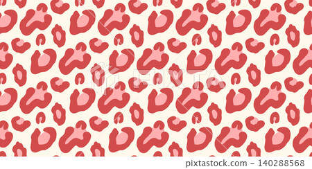Leopard rosette seamless pattern in pink for feminine coquette print. Girly leopard spot and organic motif as chic vector background. Trendy rosette animal print with red camo in y2k fashion Leopard rosette seamless pattern in pink for feminine coquette print. Girly leopard spot and organic motif as chic vector background. Trendy rosette animal print with red camo in y2k fashion 140288568