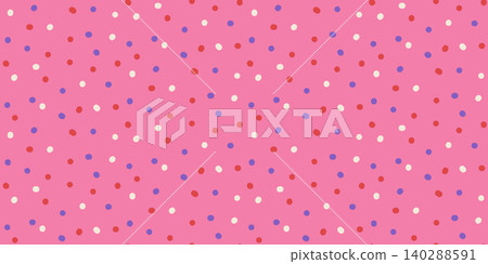 Polka dot pink seamless pattern confetti sprinkles. Birthday celebration background. Vector illustration childish doodles spots. Fun design for baby parties, bakery kid candy themes Polka dot pink seamless pattern confetti sprinkles. Birthday celebration background. Vector illustration childish doodles spots. Fun design for baby parties, bakery kid candy themes 140288591