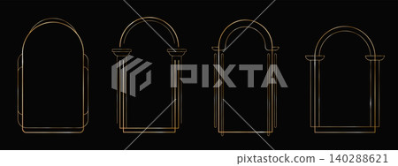 Gold art deco frames, elegant arch borders 140288621