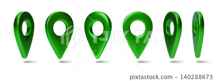 Green 3D GPS marker set isolated on white 140288673