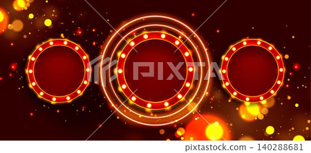 Round casino frames with led bulbs and sparkles 140288681