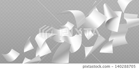Flying paper sheets on transparent background 140288705