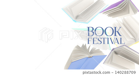 Book festival poster with open books flying Book festival poster with open books flying 140288709