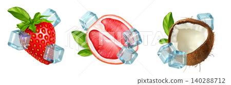 Fresh fruit with ice cubes and mint leaves 140288712