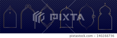 Ramadan arch frame with golden geometric pattern Ramadan arch frame with golden geometric pattern 140288736