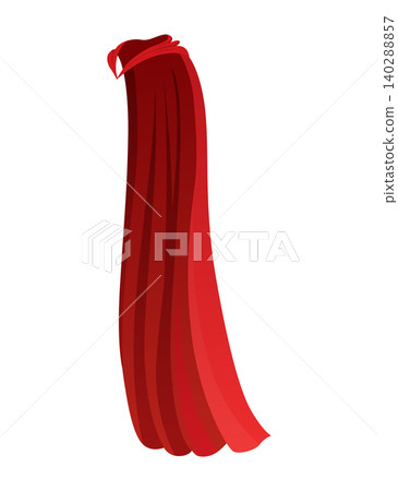 Superhero red cape in side view. Scarlet fabric silk cloak. Mantle costume or cover cartoon vector illustration Superhero red cape in side view. Scarlet fabric silk cloak. Mantle costume or cover cartoon vector illustration 140288857