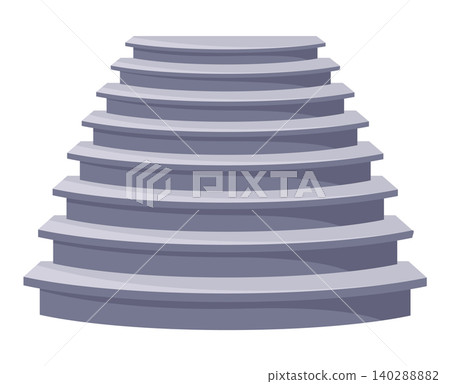 Game castle stairs in cartoon style. Medieval ancient ladder flights without railings, marble step treads or rock risers. Vector staircase isolated on white background 140288882