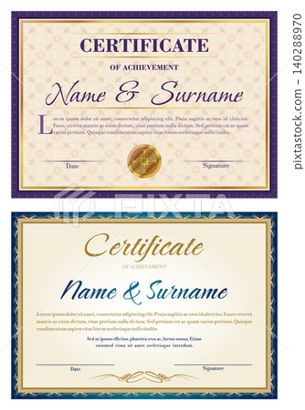 Certificate of achievements template for company. Multipurpose award certificate design in retro style elements Certificate of achievements template for company. Multipurpose award certificate design in retro style elements 140288970
